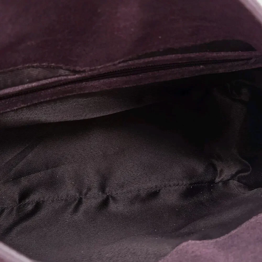 Purple Burgundy Leather Suede Shoulder Bag 11x6x4